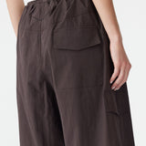 Bassike Crushed Cotton Cargo Short in Chocolate Brown