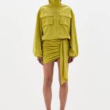 Sir Arla Bomber Jacket in Chartreuse - close up