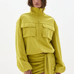 Sir Arla Bomber Jacket in Chartreuse - close up