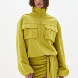 Sir Arla Bomber Jacket in Chartreuse - close up