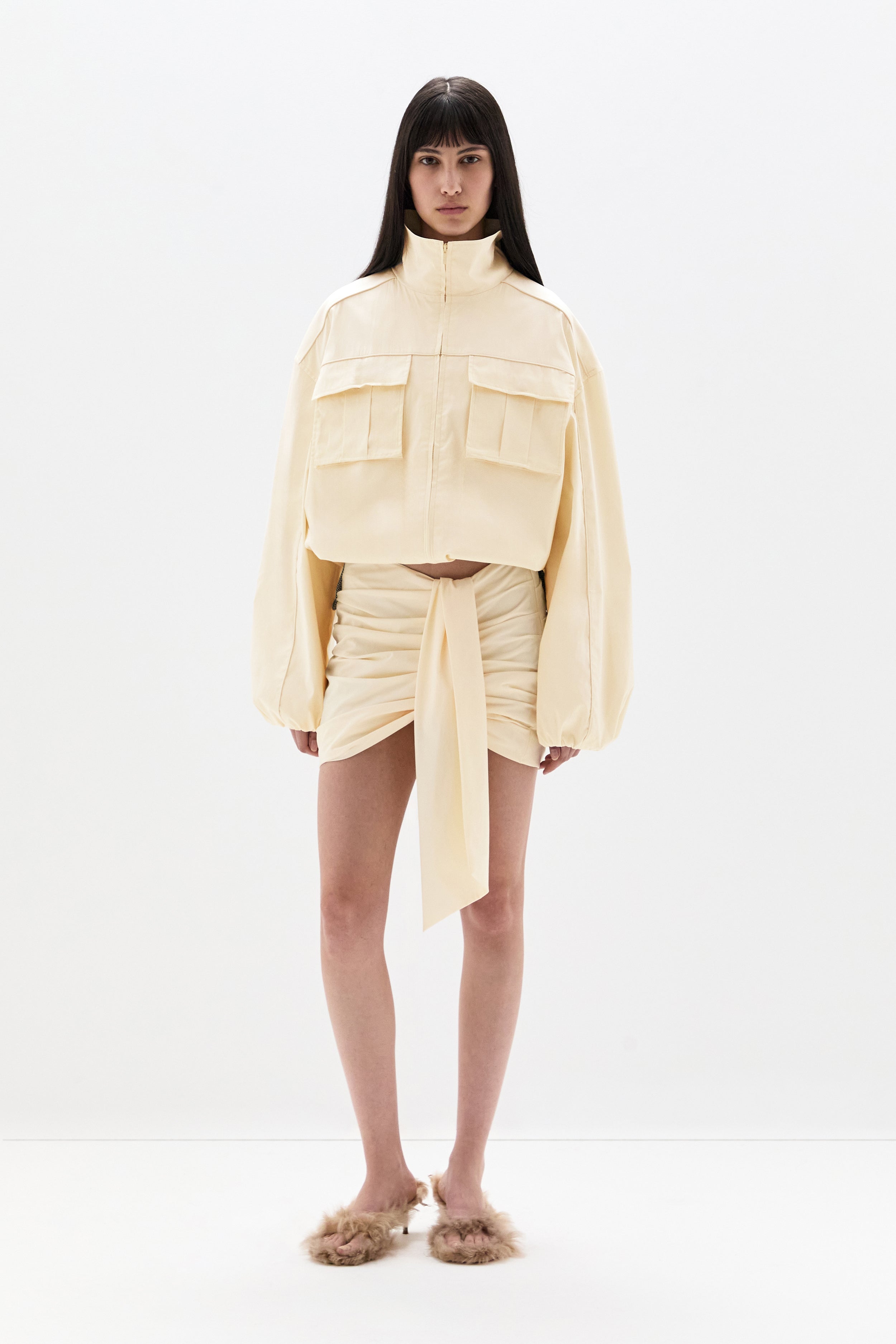 Sir Arla Bomber Jacket in Cream - detail view