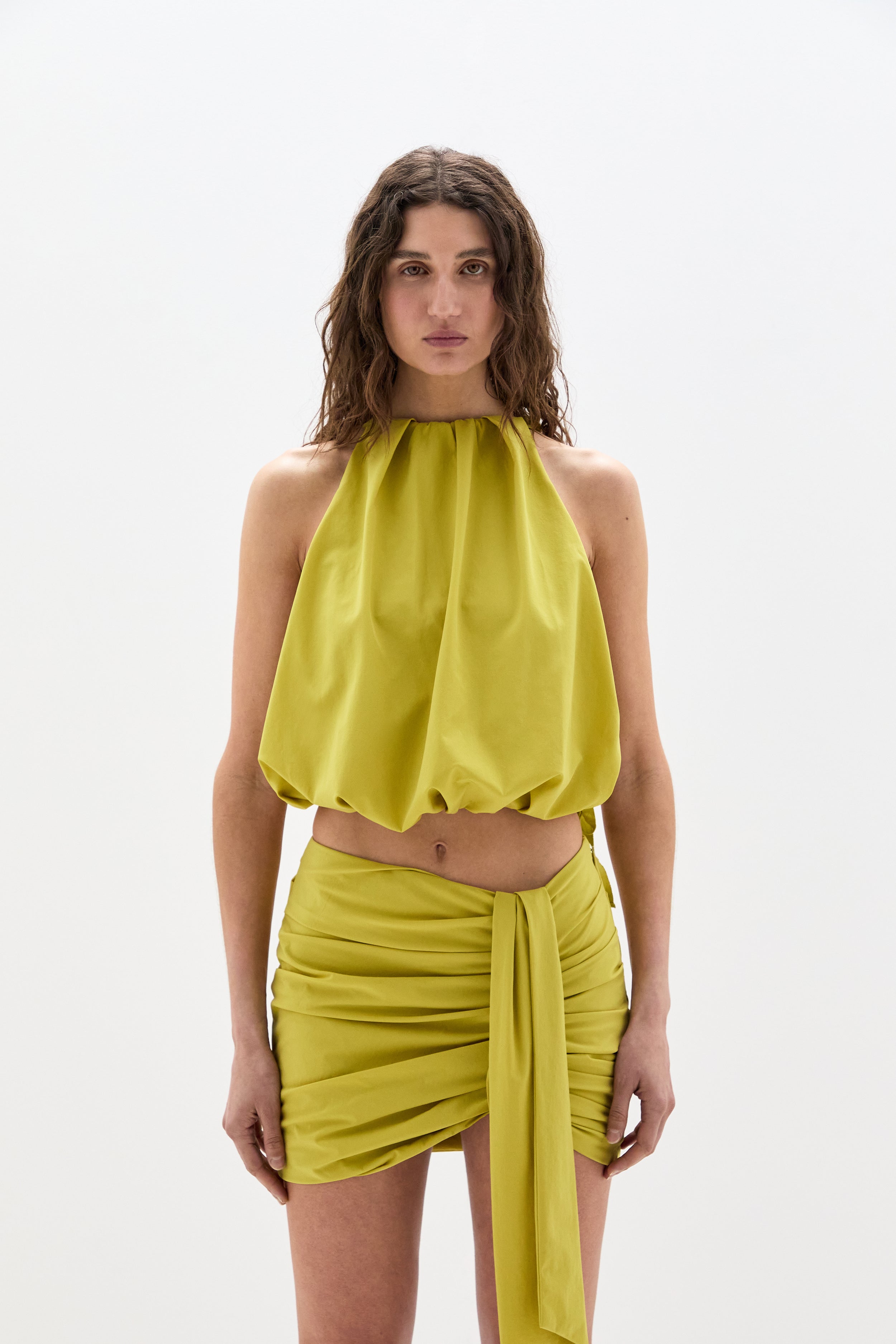 Sir Arla Bubble Top in Chartreuse - side view