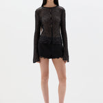 Sir Cassia Sequin Button Down Top in Black - side view