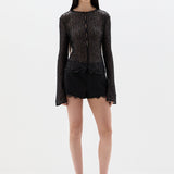 Sir Cassia Sequin Button Down Top in Black - side view