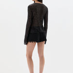Sir Cassia Sequin Button Down Top in Black - detail view