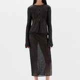 Sir Cassia Sequin Button Down Top in Black - close up