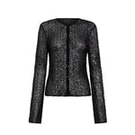 Sir Cassia Sequin Button Down Top in Black