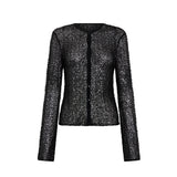 Sir Cassia Sequin Button Down Top in Black