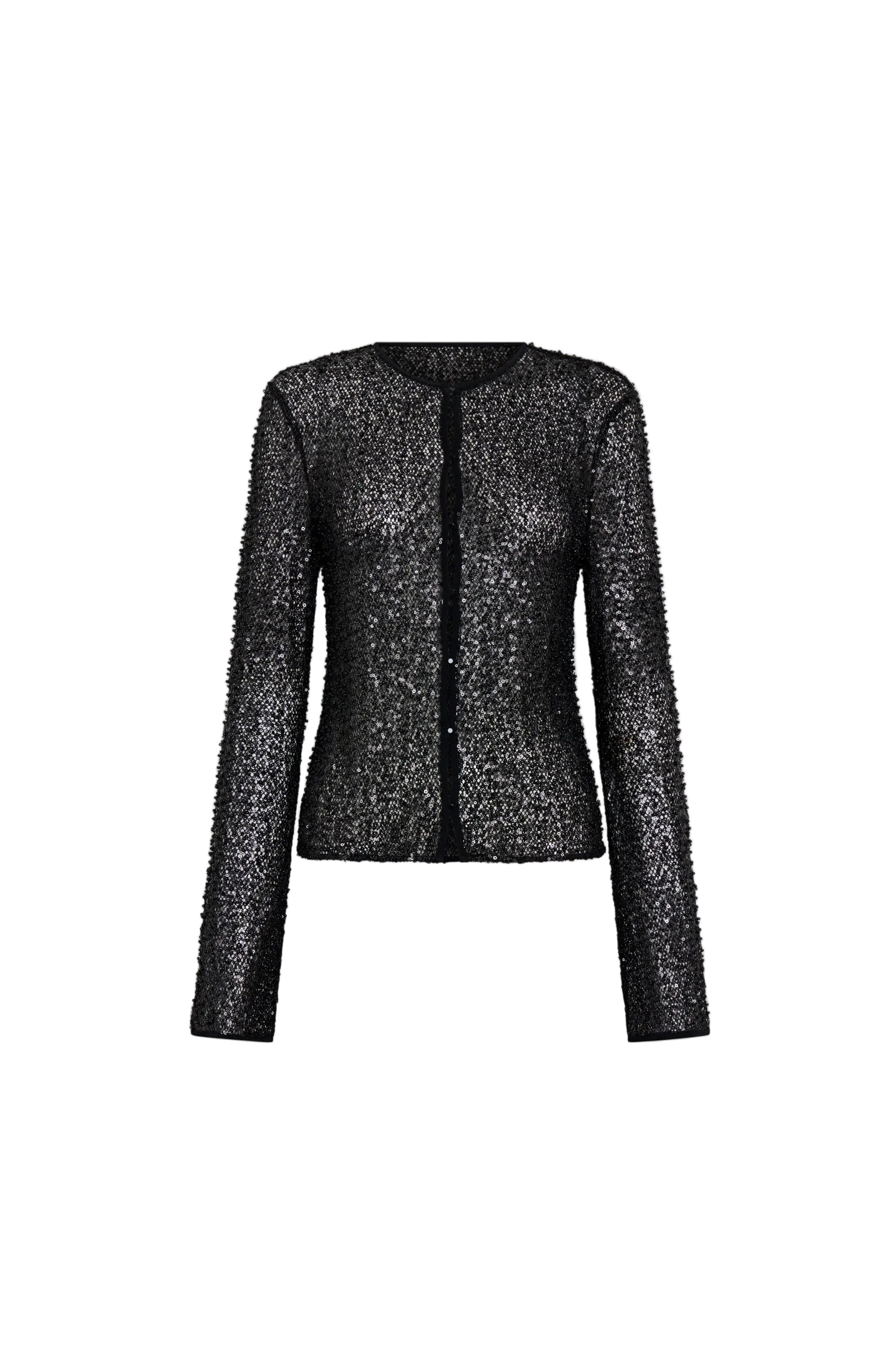 Sir Cassia Sequin Button Down Top in Black
