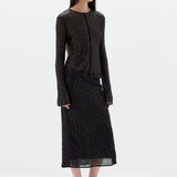 Sir Cassia Sequin Midi Skirt in Black - detail view