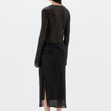 Sir Cassia Sequin Midi Skirt in Black - styled look