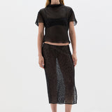 Sir Cassia Sequin Midi Skirt in Black - close up