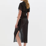 Sir Cassia Sequin Midi Skirt in Black - close up