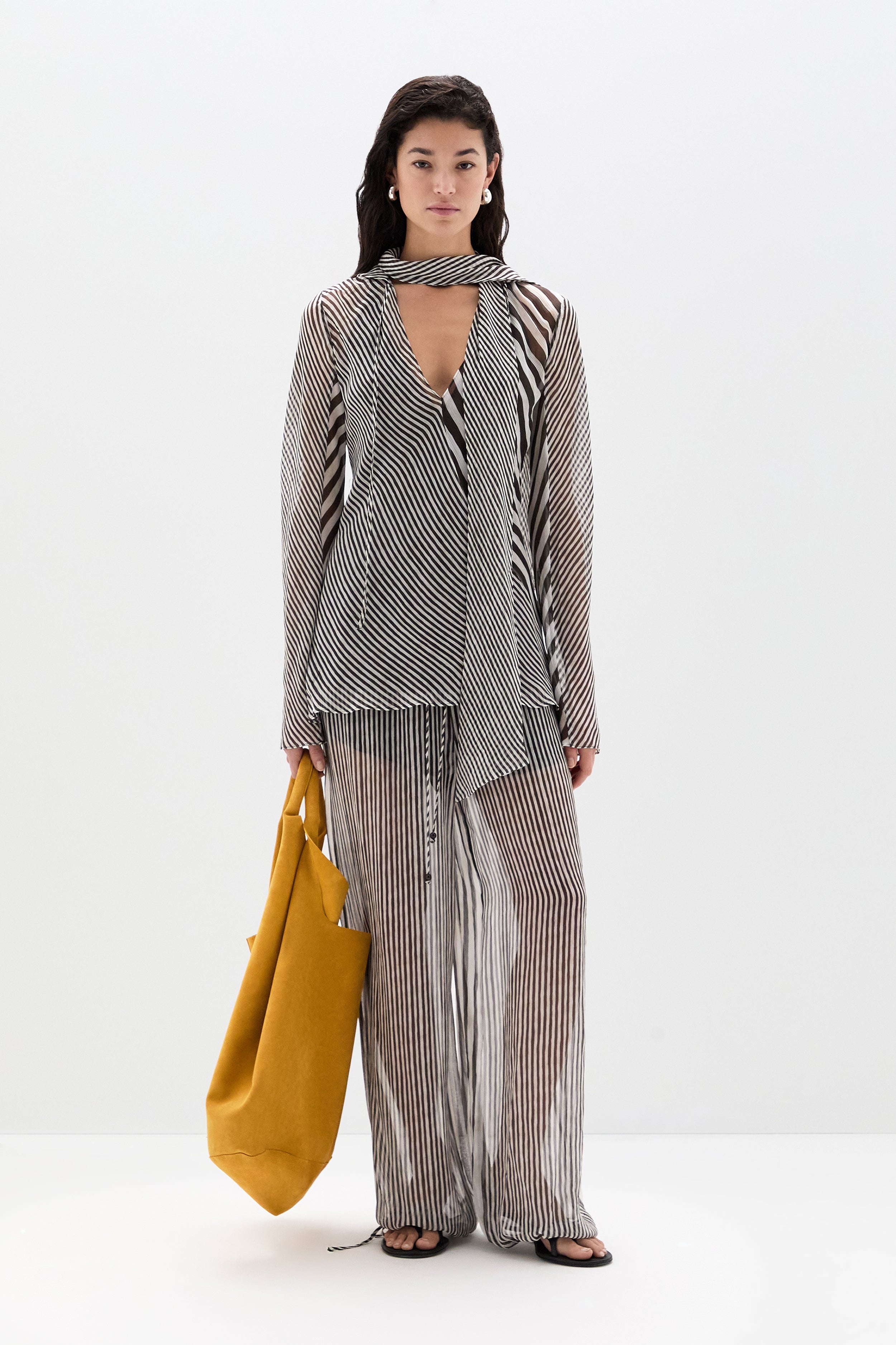 Sir Marlowe Harem Pant in Monochrome Stripe