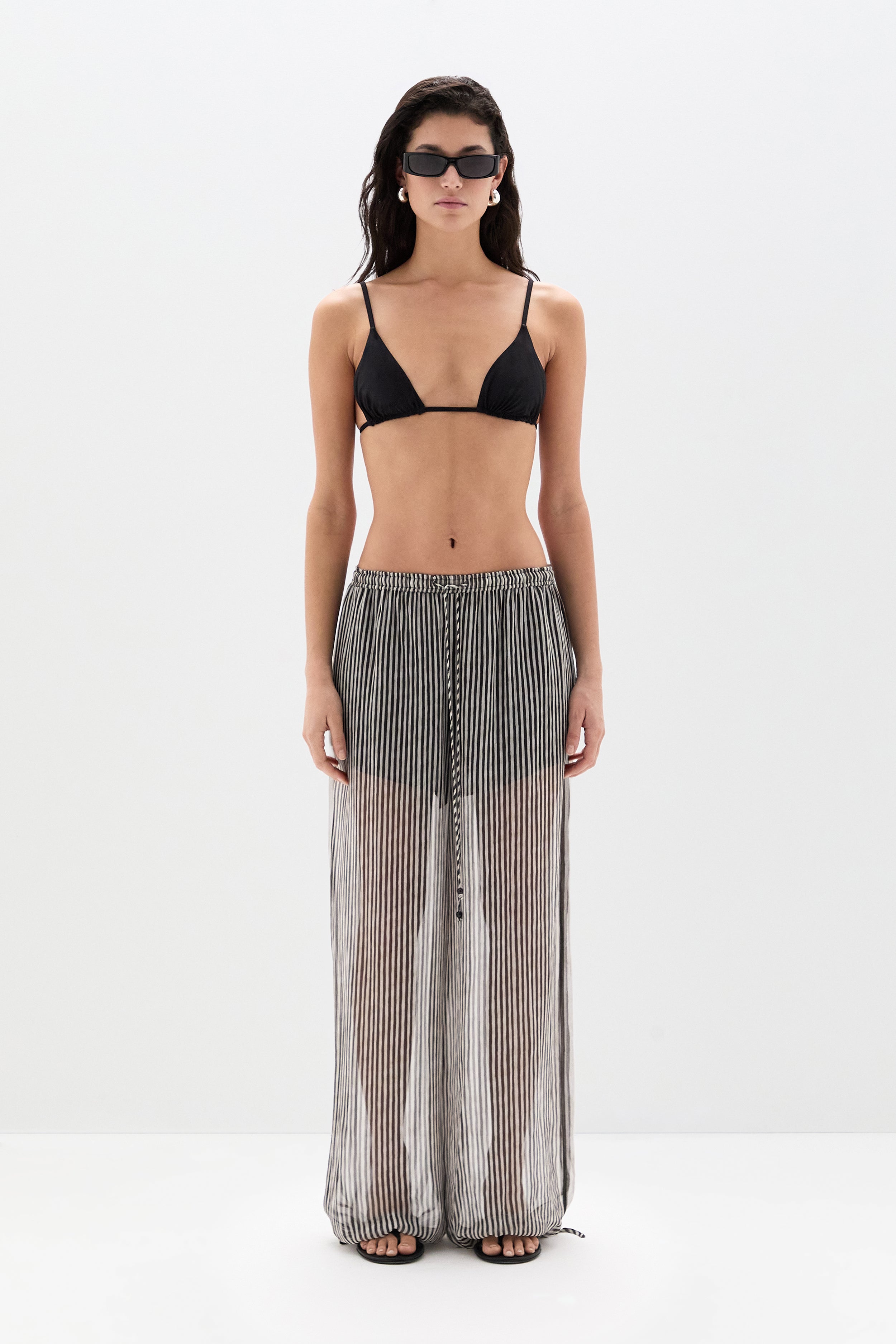 Sir Marlowe Harem Pant in Monochrome Stripe - detail view