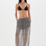 Sir Marlowe Harem Pant in Monochrome Stripe - close up