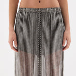 Sir Marlowe Harem Pant in Monochrome Stripe - close up