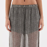 Sir Marlowe Harem Pant in Monochrome Stripe - close up