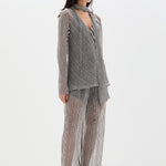 Sir Marlowe Harem Pant in Monochrome Stripe - close up