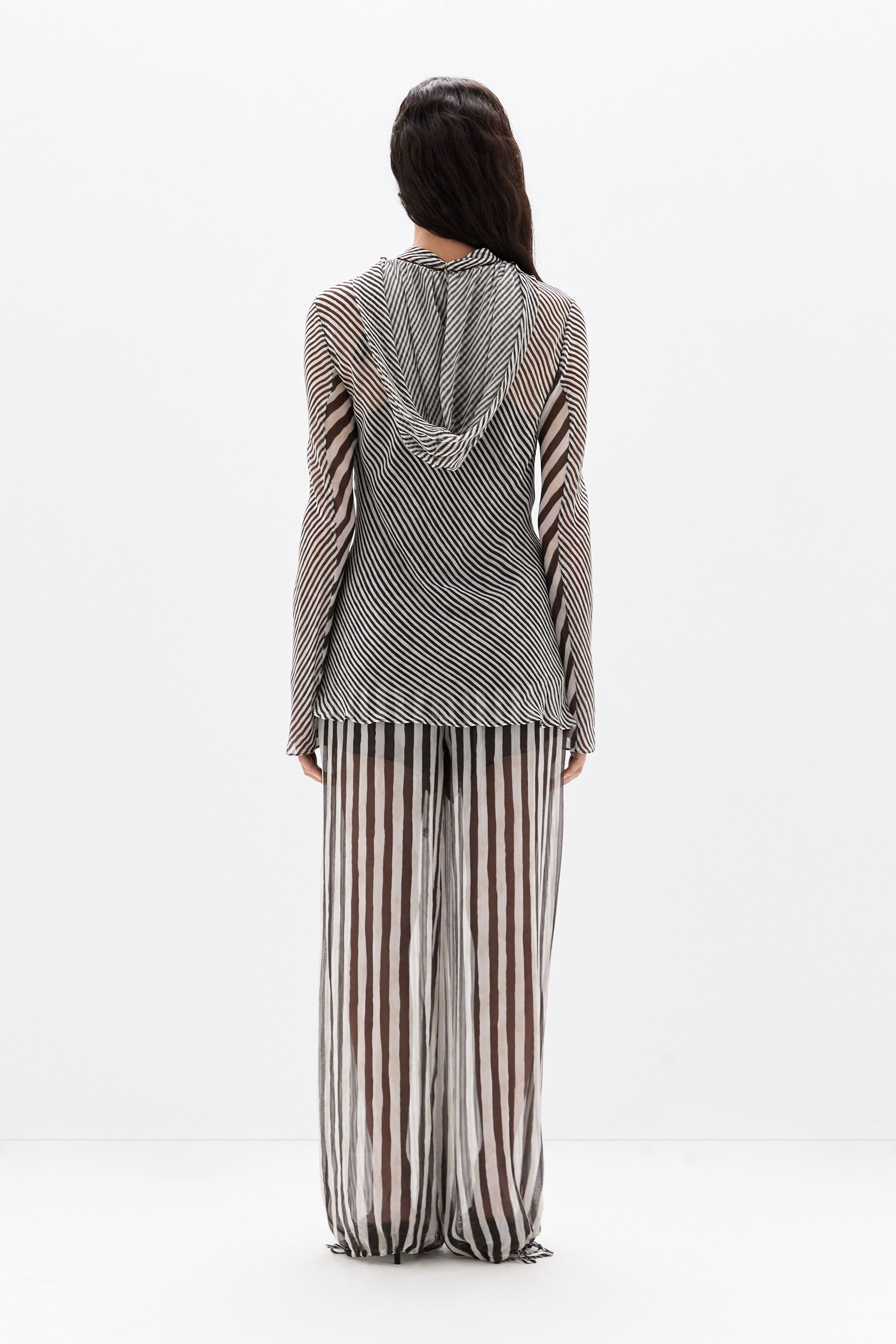 Sir Marlowe Harem Pant in Monochrome Stripe - close up