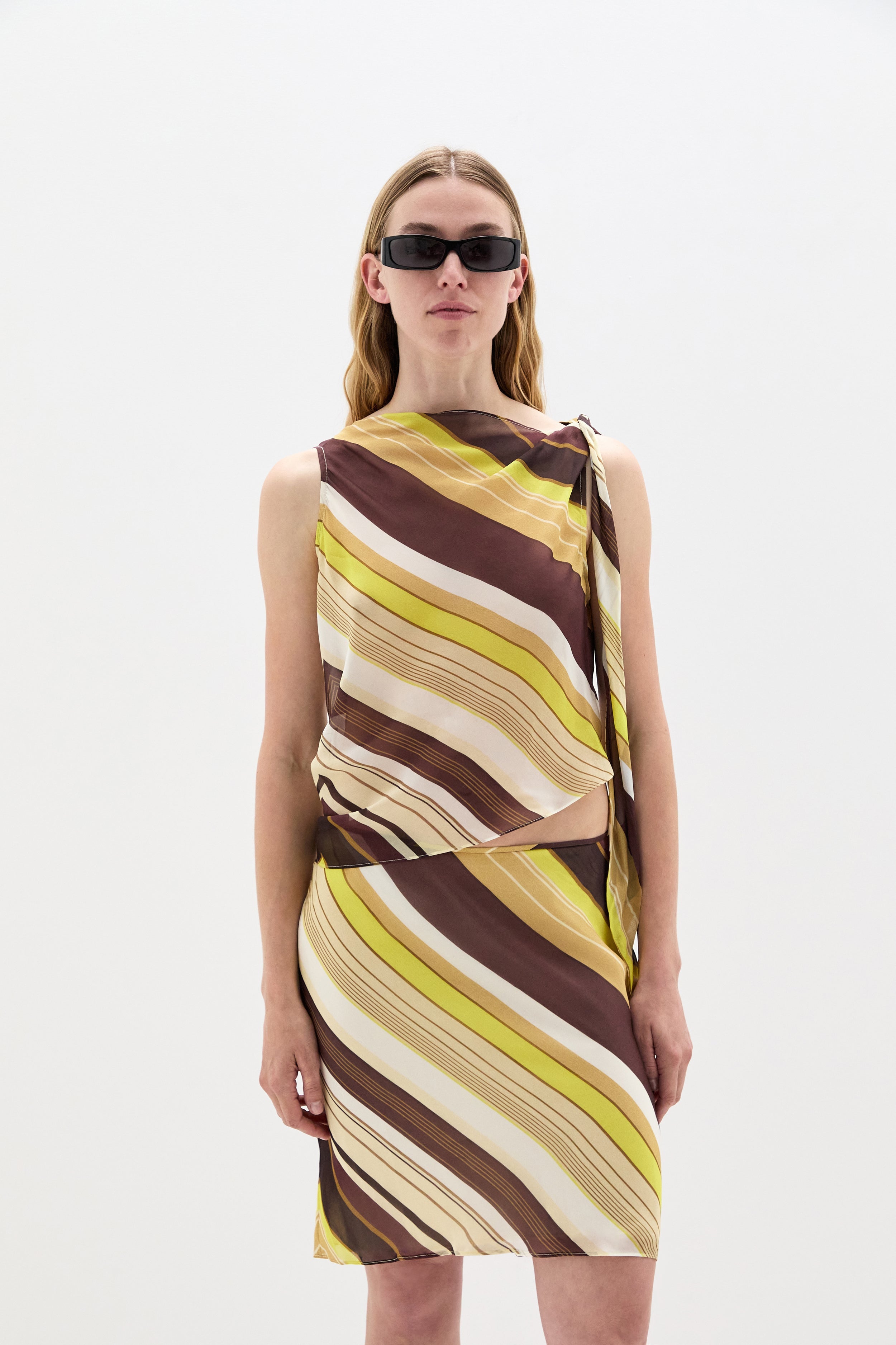 Sir Vivia Tie Shoulder Top in Cafe Lemon Stripe