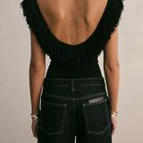 Sir Marcelline Fringe Bodysuit in Black