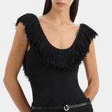 Sir Marcelline Fringe Bodysuit in Black