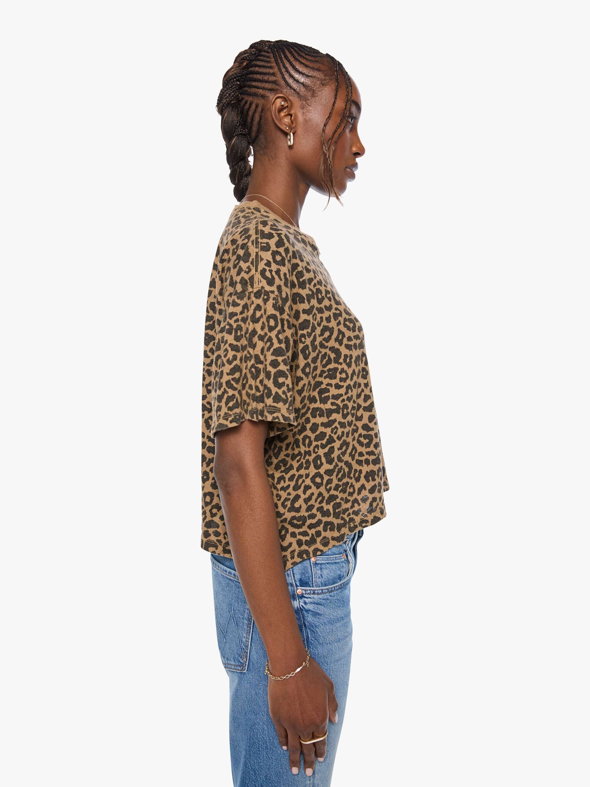 Mother The SS Boxy Ringer in Leap Year Leopard Print Jersey - side view
