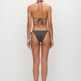 Matteau String Triangle Top in Chocolate Polka Dot
