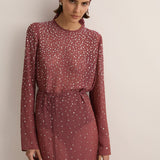 Sarah- Jane Clarke Crystal Embellished Dress in Plum