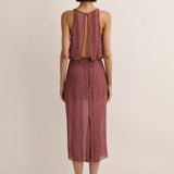 Sarah- Jane Clarke Crystal Embellished Skirt in Plum
