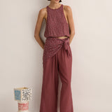 Sarah- Jane Clarke Crystal Embellished Top in Plum