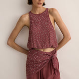 Sarah- Jane Clarke Crystal Embellished Top in Plum