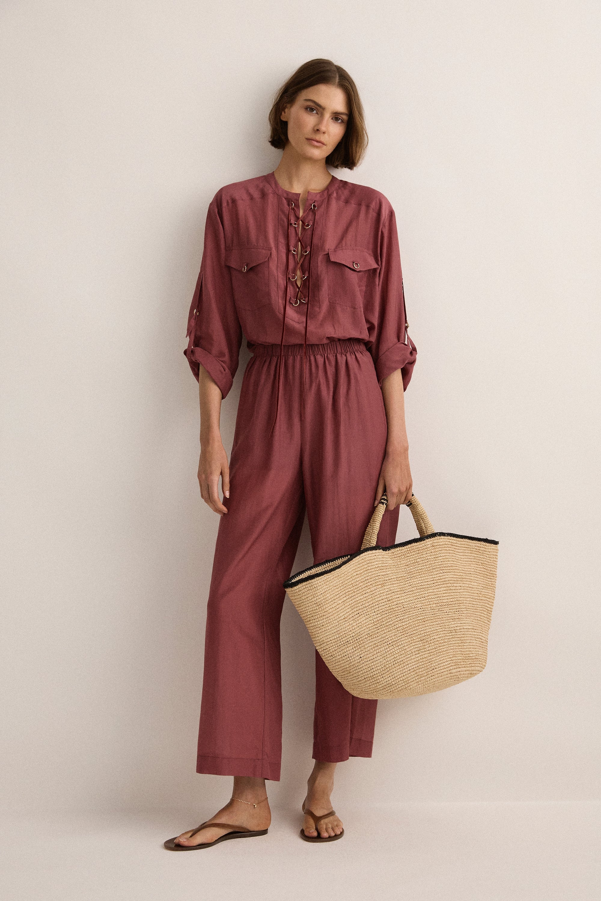 Sarah-Jane Clarke Straight Pant in Plum