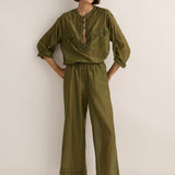 Sarah-Jane Clarke Straight Pant in Safari Green