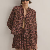 Sarah-Jane Clarke Tie Front Blouse in Sunset Leopard