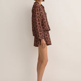 Sarah-Jane Clarke Tie Front Blouse in Sunset Leopard