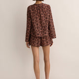 Sarah-Jane Clarke Tie Front Blouse in Sunset Leopard