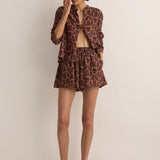 Sarah-Jane Clarke Tie Front Blouse in Sunset Leopard