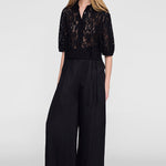 Anine Bing Shayna Top in Black Lace - side view