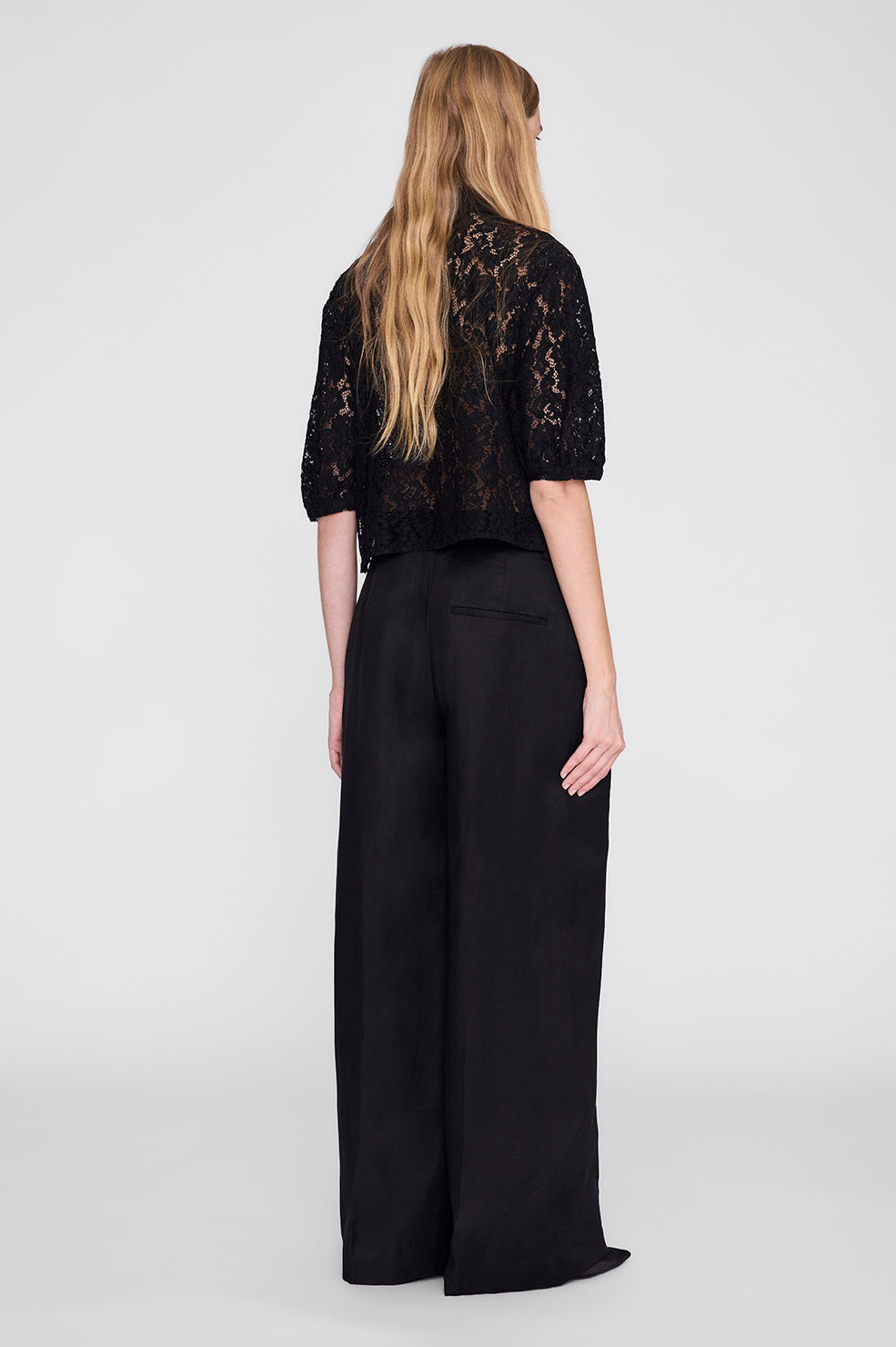 Anine Bing Shayna Top in Black Lace - detail view