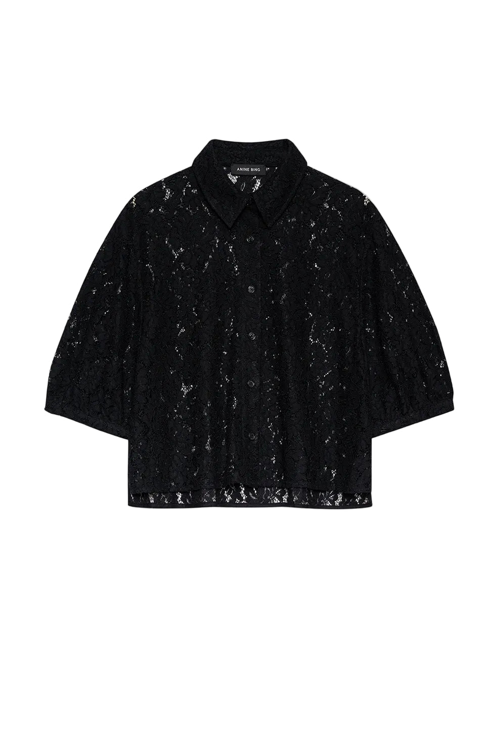 Anine Bing Shayna Top in Black Lace