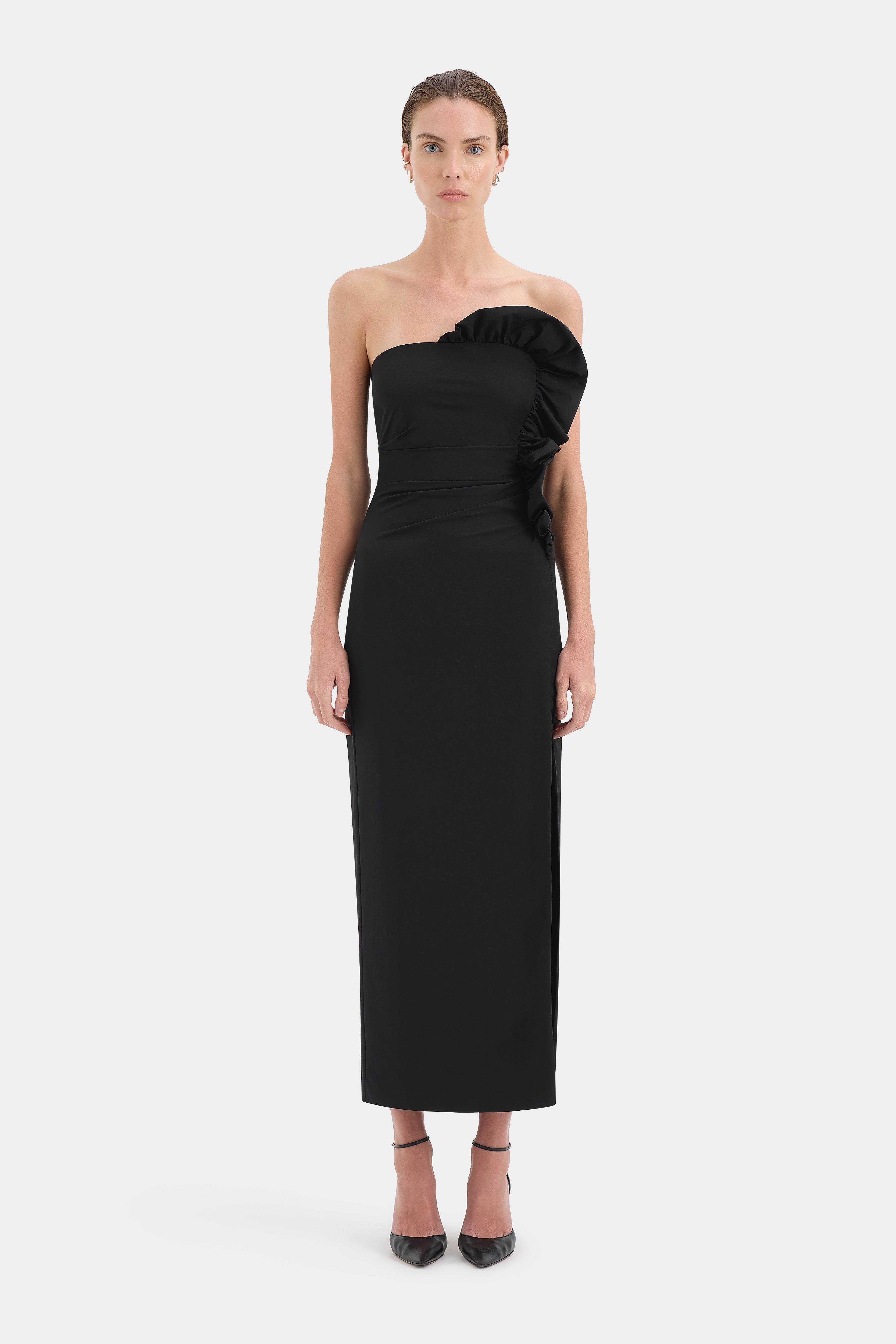 Sir Siella Strapless Gown in Black - side view