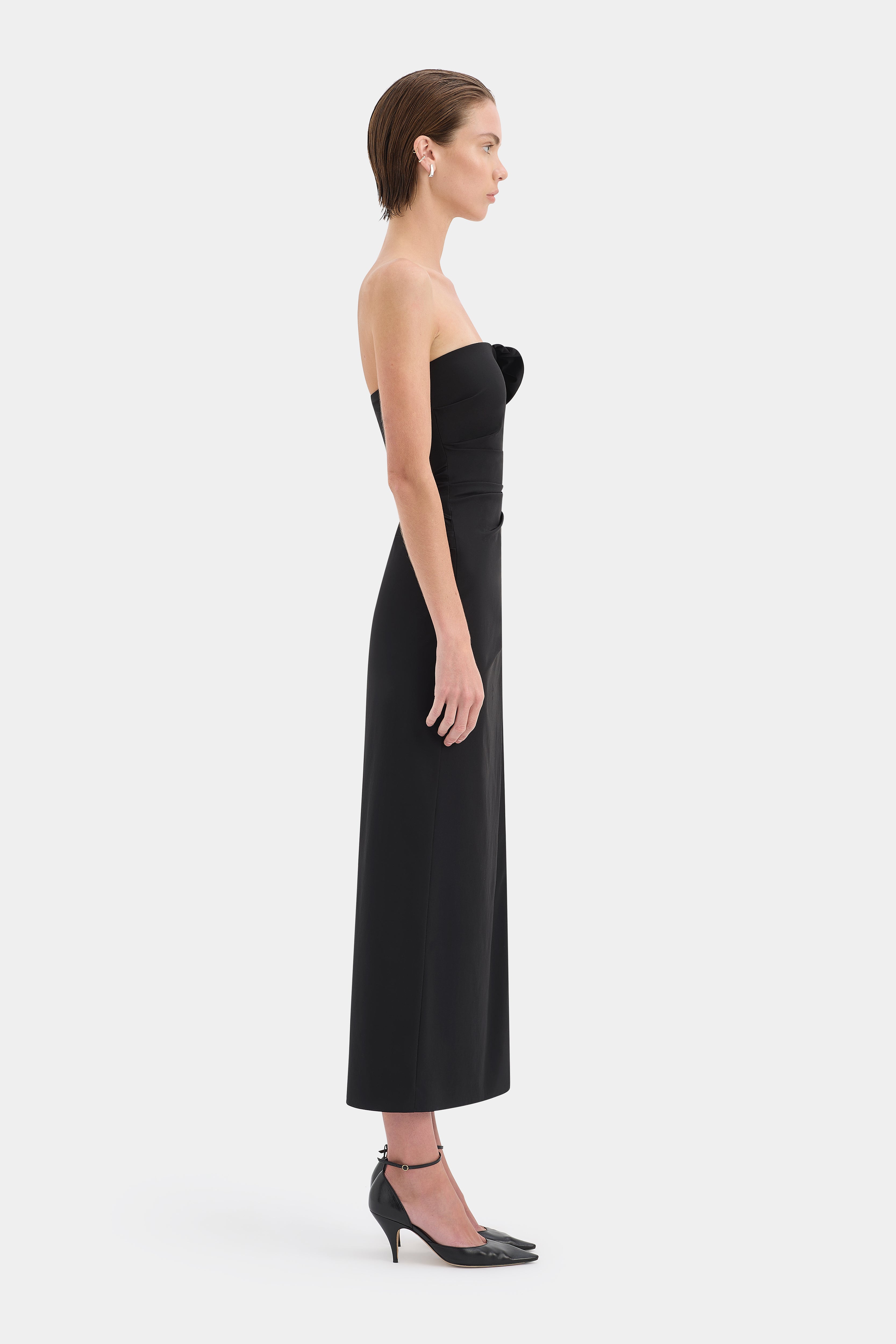 Sir Siella Strapless Gown in Black - detail view