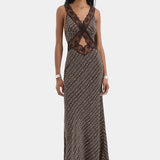 Sir Astrid Cut Out Gown in Tisso Plum