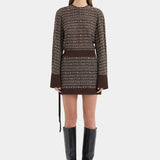 Sir Astrid Long Sleeve Mini Dress in Tisso Plum