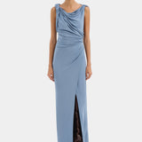Sir Olenna Twist Low Back Gown in Dusty Blue