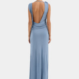 Sir Olenna Twist Low Back Gown in Dusty Blue