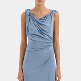 Sir Olenna Twist Low Back Gown in Dusty Blue