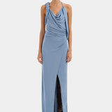 Sir Olenna Twist Low Back Gown in Dusty Blue